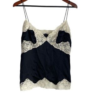 Banana Republic 100% Silk Lace Cami Tank Top Black Cream New With Tags Size 12